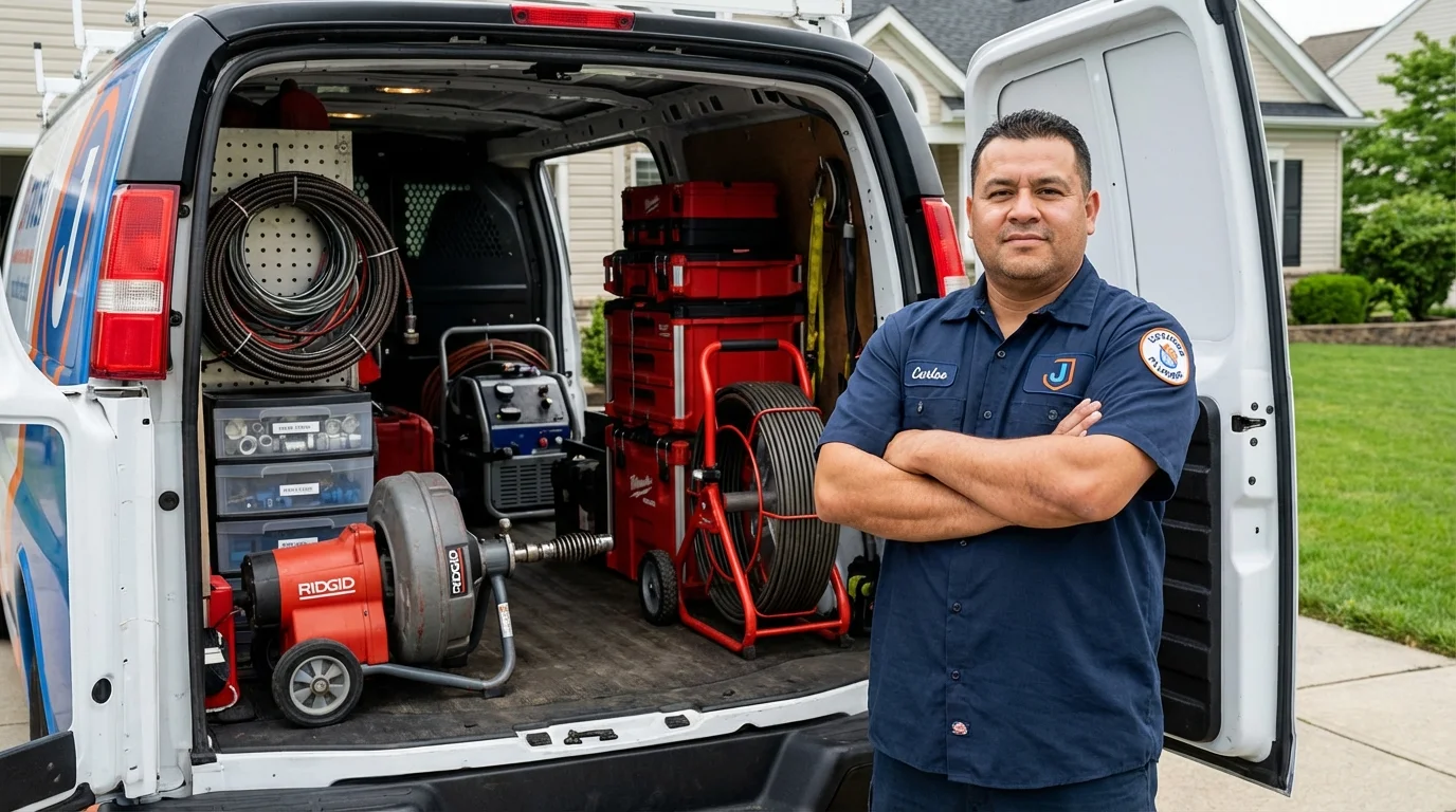 Professional drain cleaning equipment and Johns Plumbing LLC plumber in Placentia