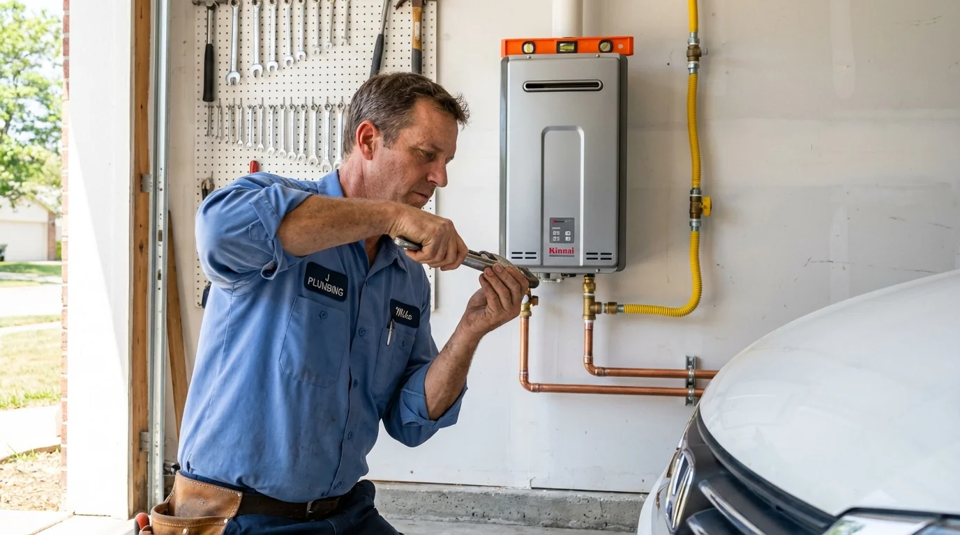 Tankless water heater installation by a Johns Plumbing LLC plumber in Placentia